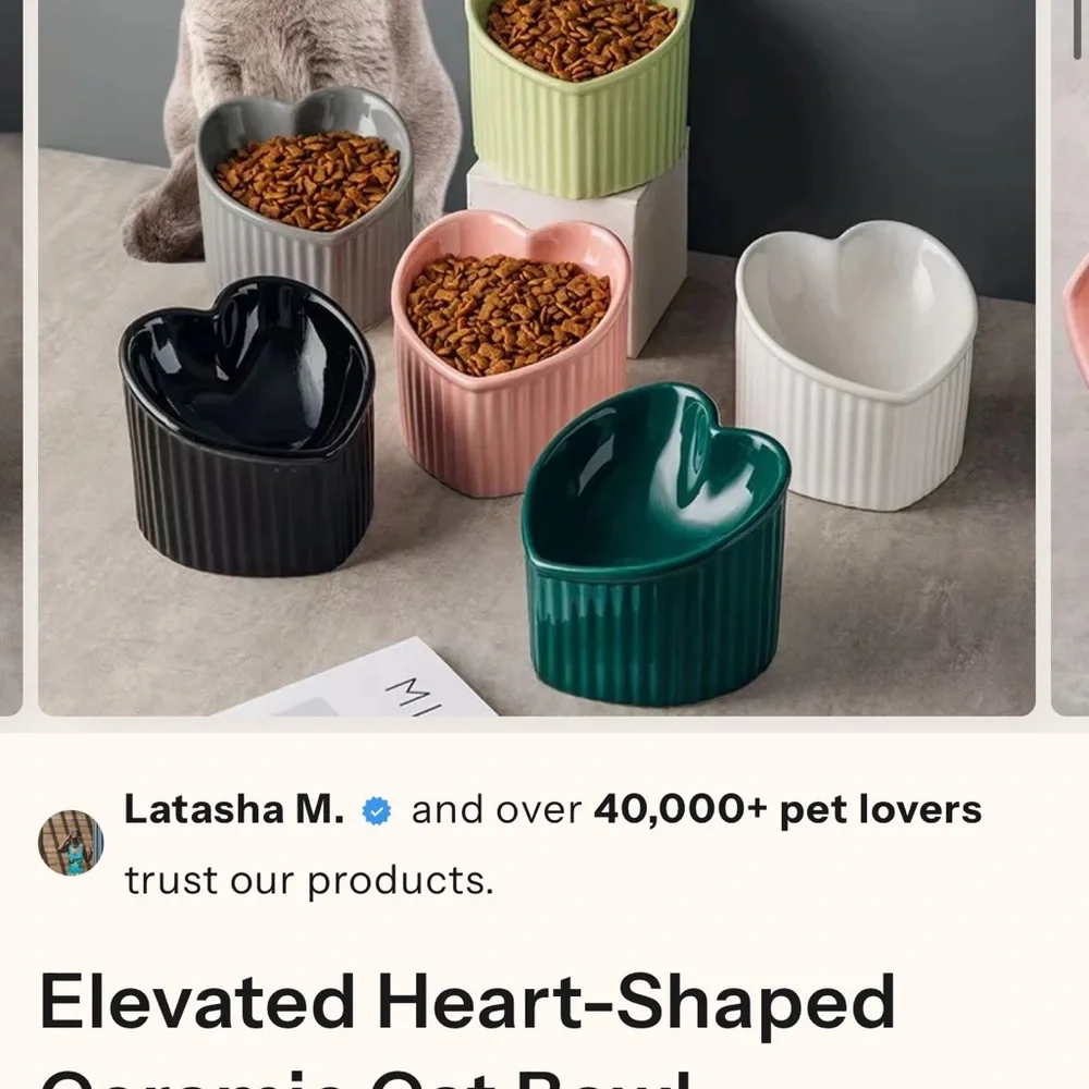 Heart-Shaped Ceramic Pet Bowls